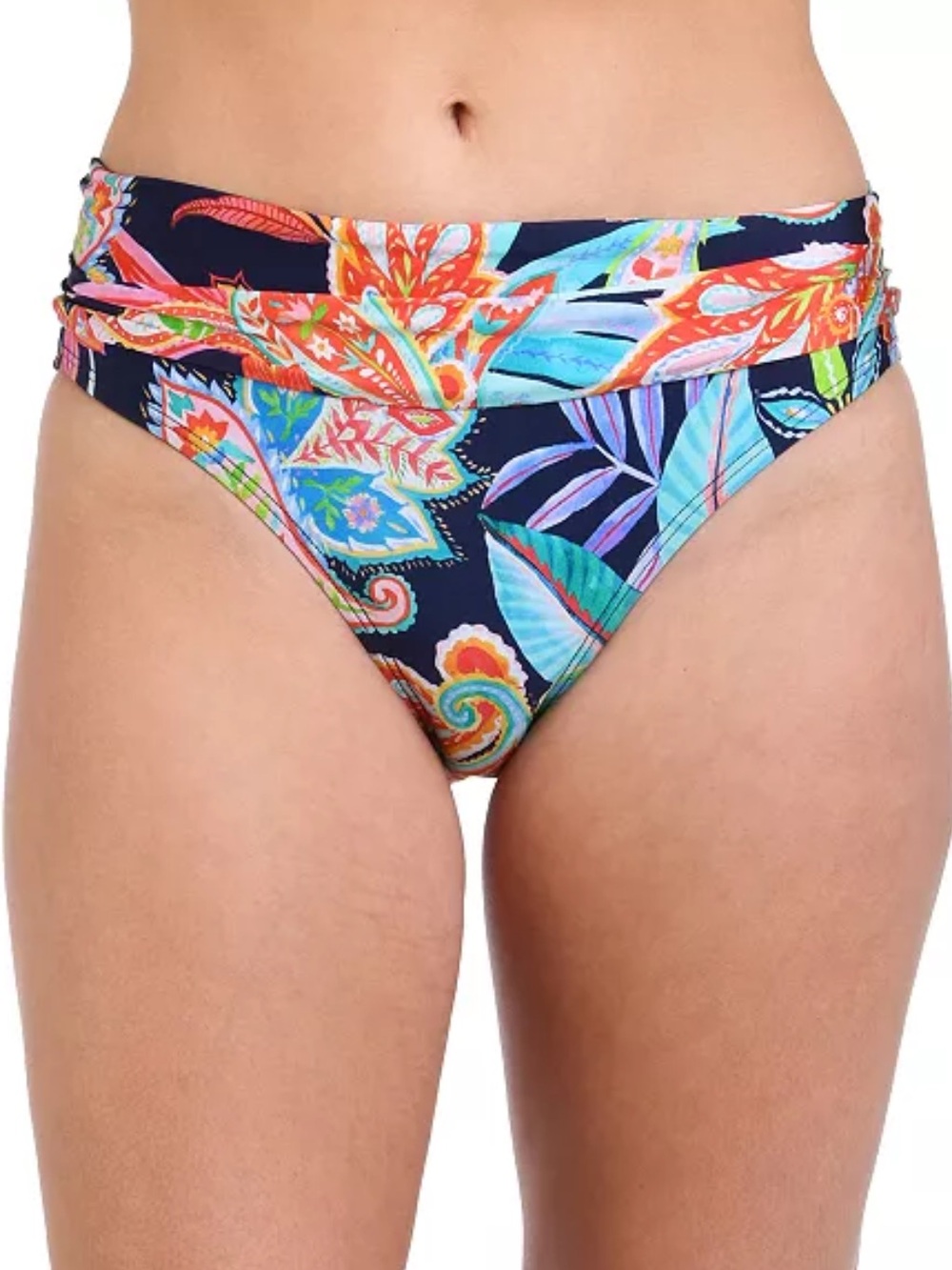 La Blanca Tropidelic Paisley Shirred-Waist Bikini Bottoms NWT